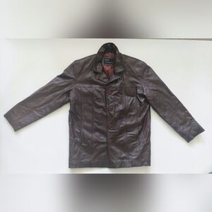 Marciano Mens Leather Quilted Lined Long Sleeved Brown Leather Jacket Size L 52